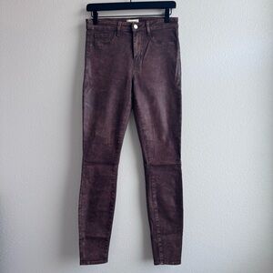 L’AGENCE Marguerite High Rise Cocoa Mineral  Coated Skinny Jeans Size 27
